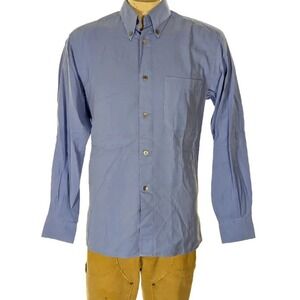 Ermenegildo Zegna Mens Blue Button Down Shirt Large L NWT $295